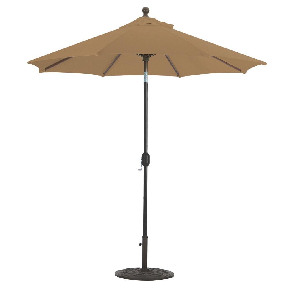 Galtech 7.5 Ft. Octagonal Aluminum Patio Market Umbrella W/ Crank Lift And Deluxe Auto Tilt - Black Frame W/ Sunbrella Canvas Teak Canopy