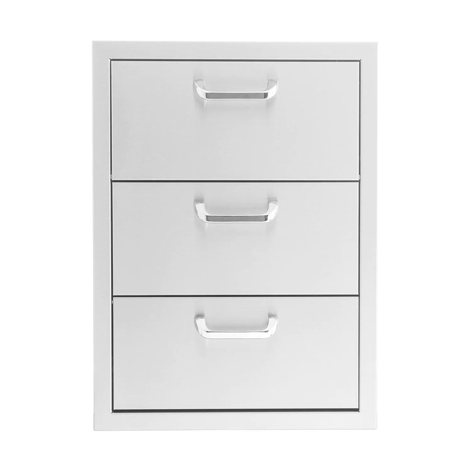 BBQGuys Signature 16-in Contempo/Traditional Stainless Steel Double Access Drawer w/ Paper Towel Dispenser - Traditional Handles - White Background thumbnail