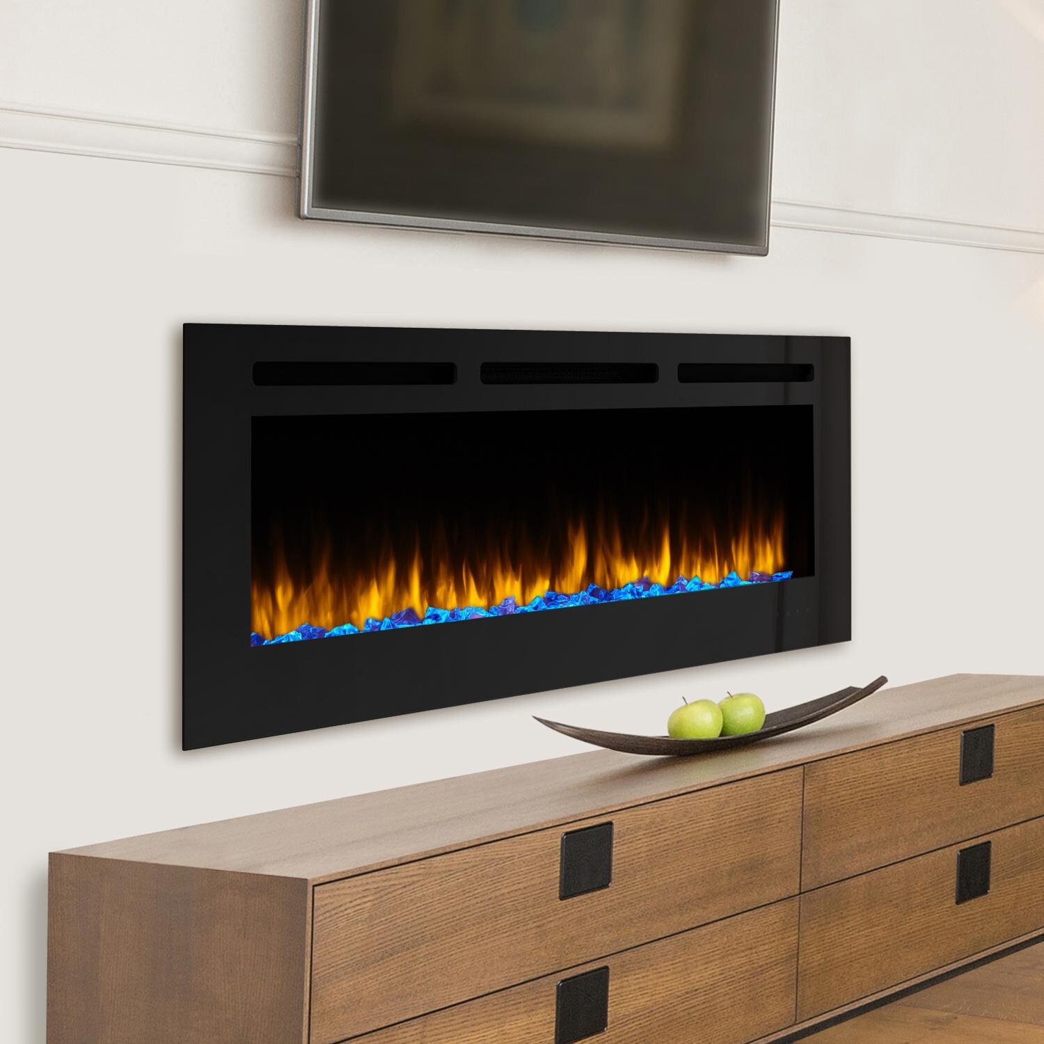 SimpliFire Allusion 60Inch Wall Mount Electric Fireplace SFALL60BK