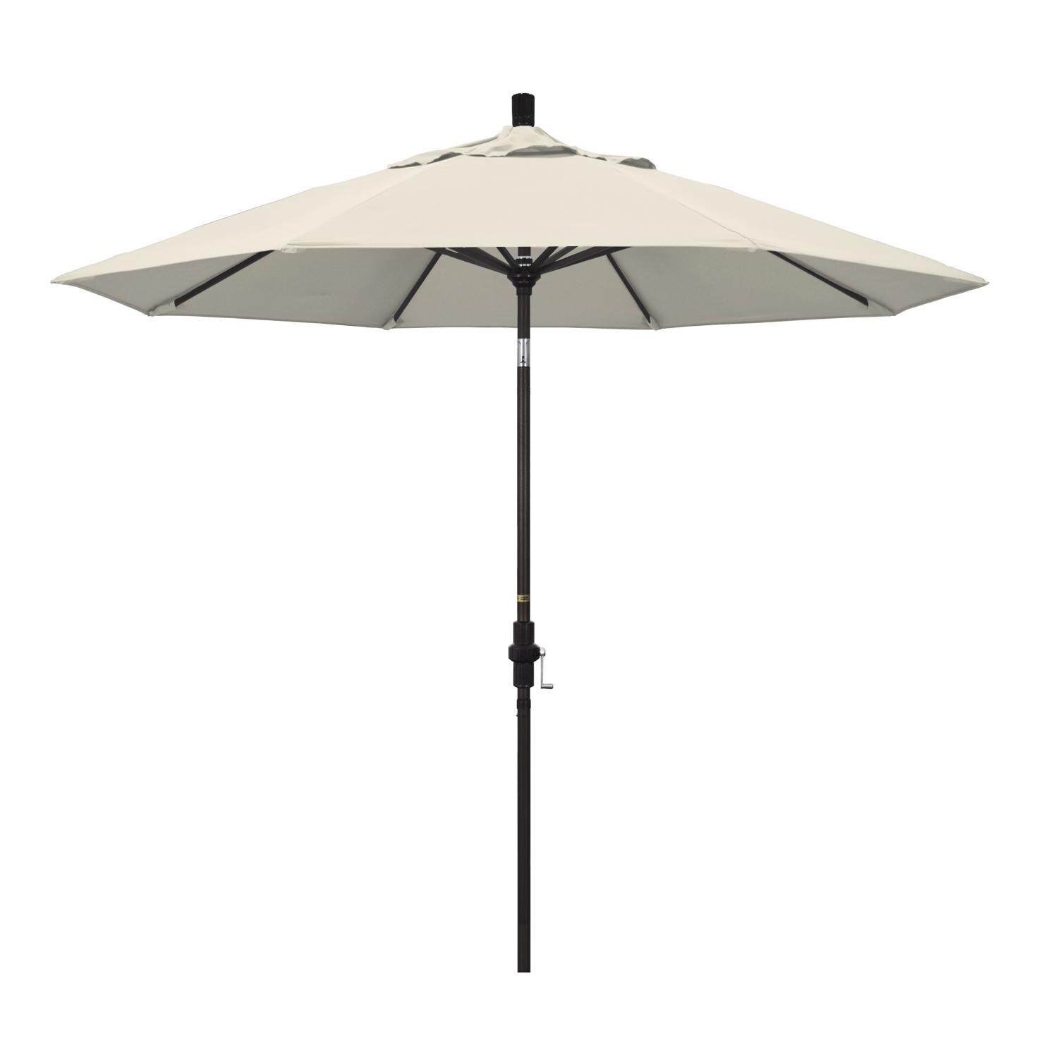 California Umbrella 9 Ft Octagonal Aluminum Collar Tilt Patio Umbrella W/ Crank Lift & Aluminum Ribs - Bronze Frame / Olefin Antique Beige Canopy thumbnail