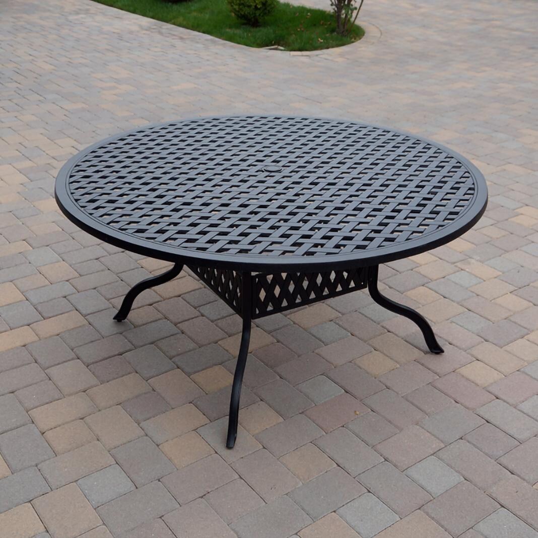 Darlee B/DL13-7PCAR-30D-S Nassau 7 Pc Cast Aluminum Dining Set w/ Rocker in Antique Bronze w/ Sesame Cushions - Table - Lifestyle thumbnail