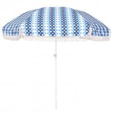 Astella 6.5 Ft. Fiberglass Beach Umbrella W/ Carry Bag - White Frame / Azure Braid Canopy
