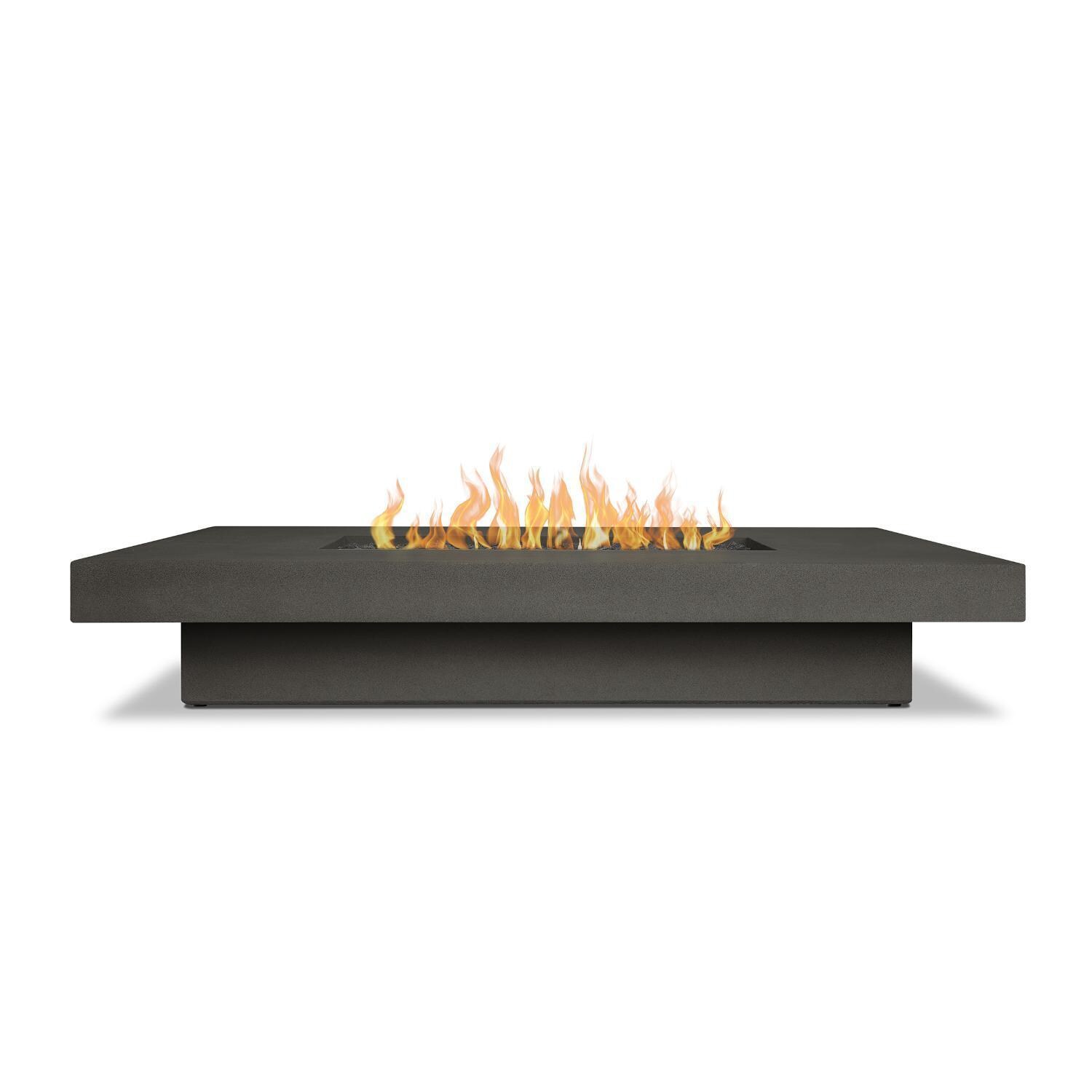 Hickory Bay 3704LP-CBN 72 Inch Rectangular Glass Fiber Reinforced Concrete Propane Fire Pit Table in Carbon by BBQGuys Signature - Side View - White Background thumbnail