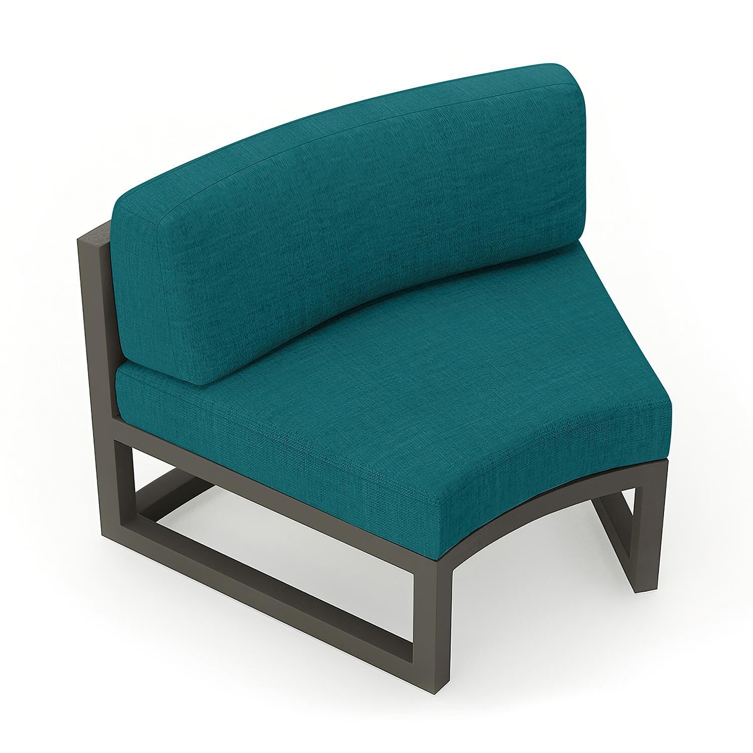 Misty Cove 2 Piece Aluminum Curve Club Chair in Slate w/Spectrum Peacock Cushions by Lakeview - Top Angle View - White Background thumbnail