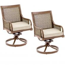 Arabella 2 Piece Aluminum Patio Swivel Rocker Dining Chair Set W/ Sunbrella Cast Ash Cushions By Lakeview Outdoor Designs image