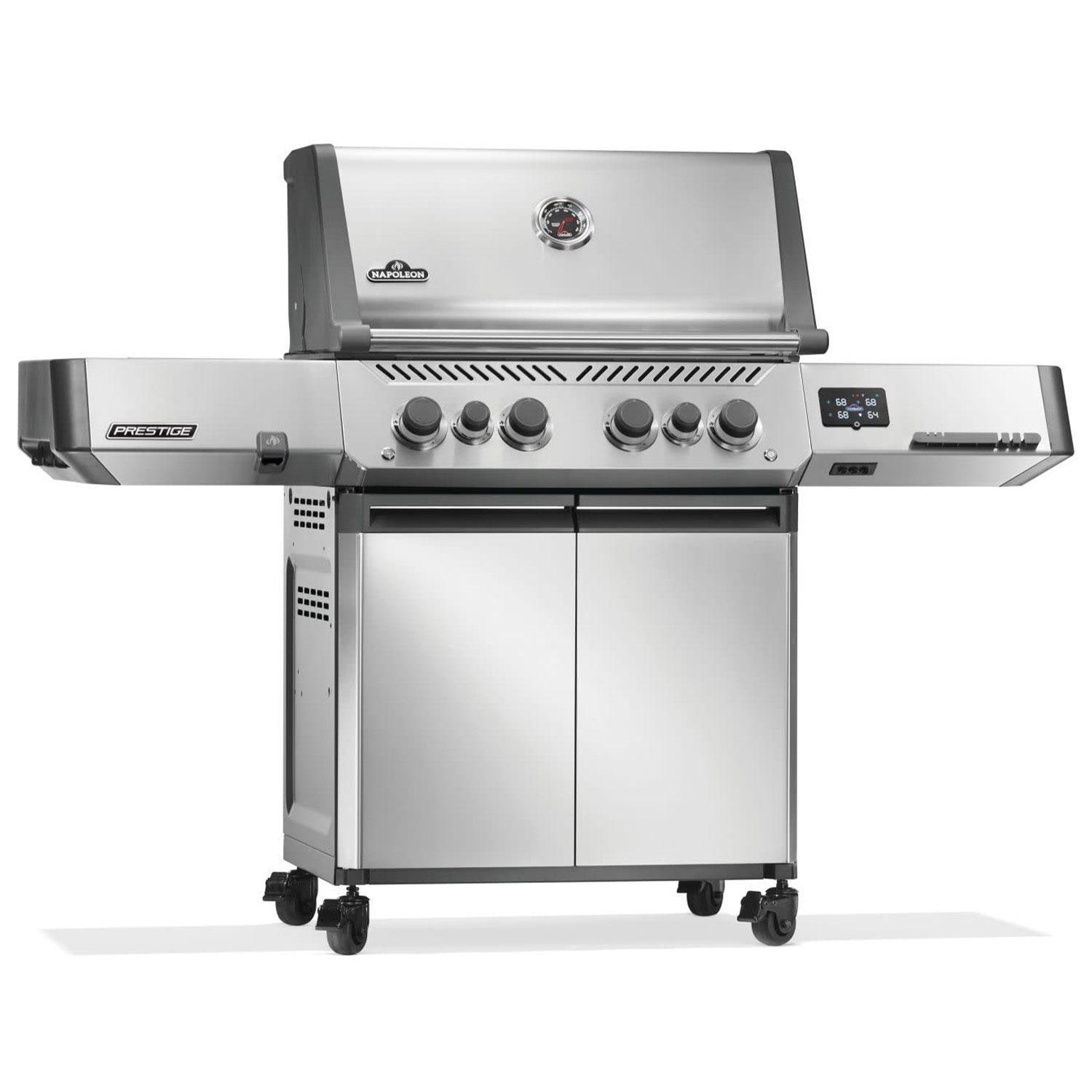 Napoleon P500VXRSIBPSS Prestige 500 Connected Propane Gas Grill w/ Infrared Side & Rear Burner - Stainless Steel - Right Angle - White Background thumbnail