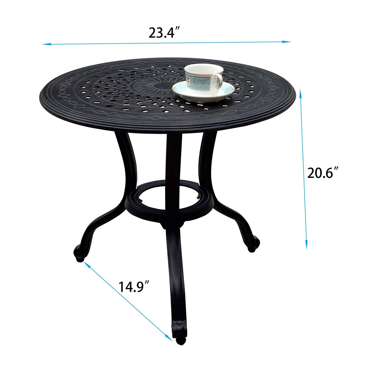 Darlee Cast Aluminum 24-in Round End Table - Dimensions - Dimensional thumbnail