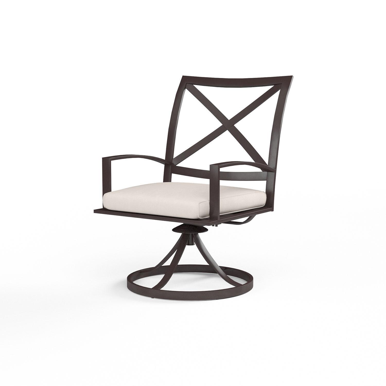 La Jolla Aluminum Patio Swivel Dining Chair in Canvas Natural w/ Self Welt By Sunset West
