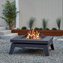 Real Flame Breton 36-Inch Square Wood Burning Fire Pit - Gray - 940-GRY