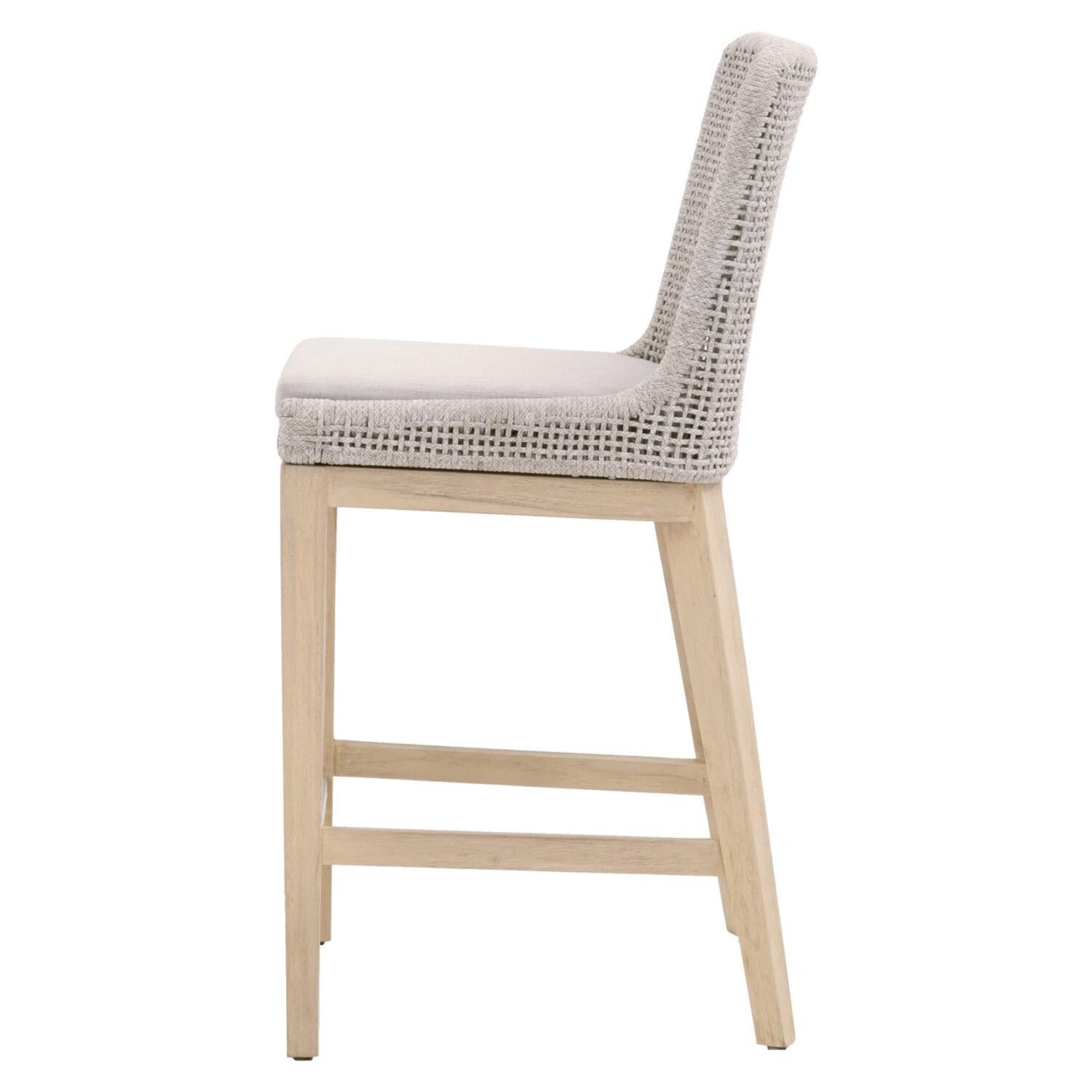 Lakeview Corbin Bay Woven Rope Counter Bar Stool in Taupe & White - Side View thumbnail
