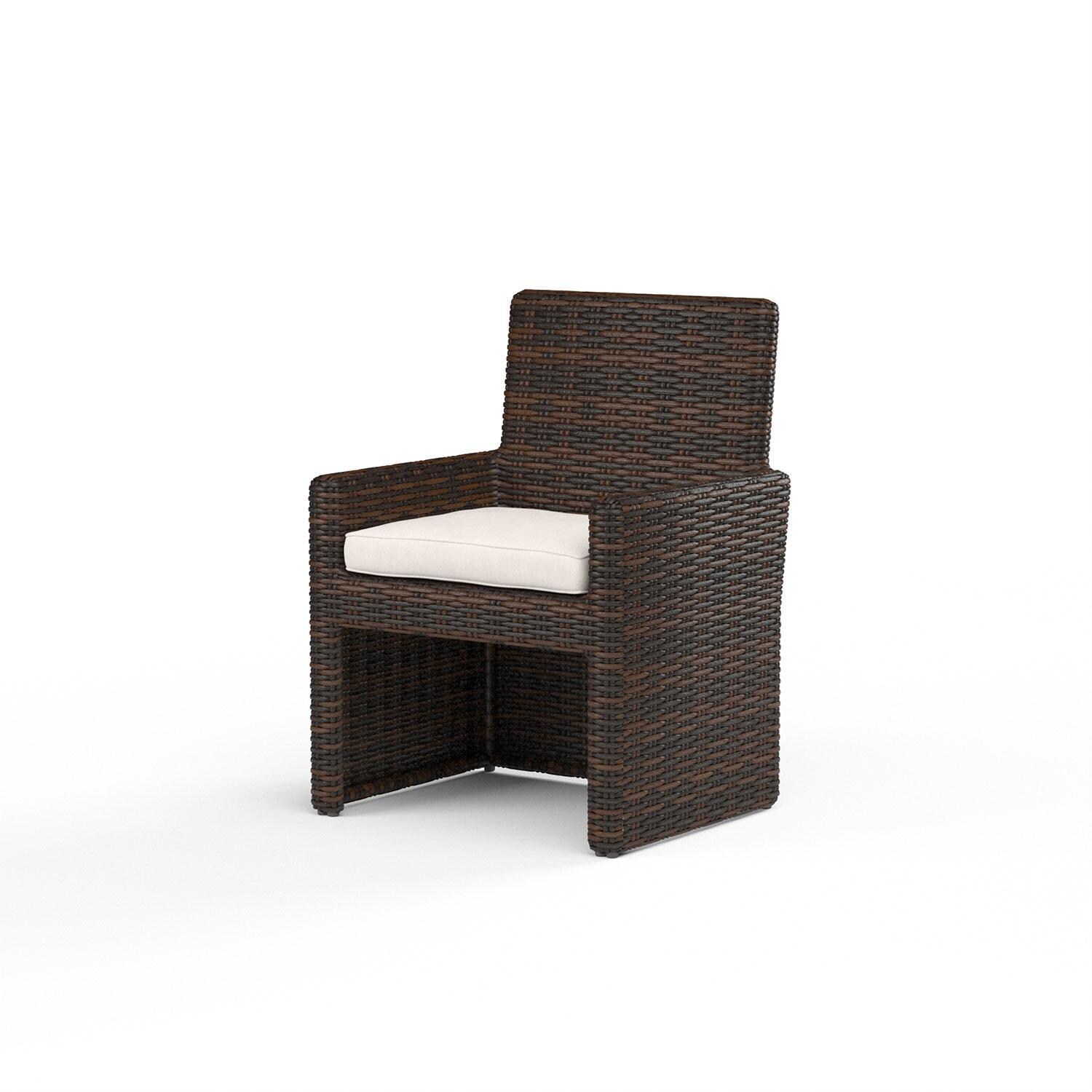 Montecito Wicker Patio Dining Chair in Canvas Natural w/ Self Welt By Sunset West - Display - White Background thumbnail