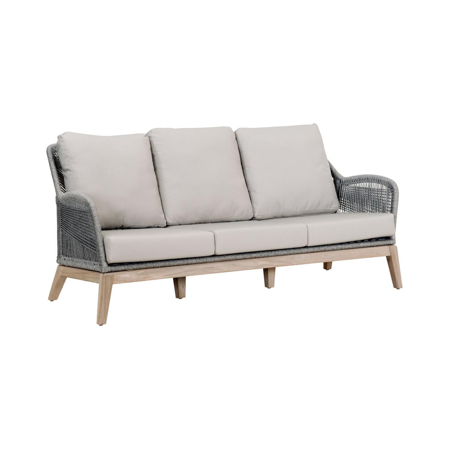 Lakeview Peninsula Way 3 Person Woven Rope Sofa in Platinum - Angled View thumbnail