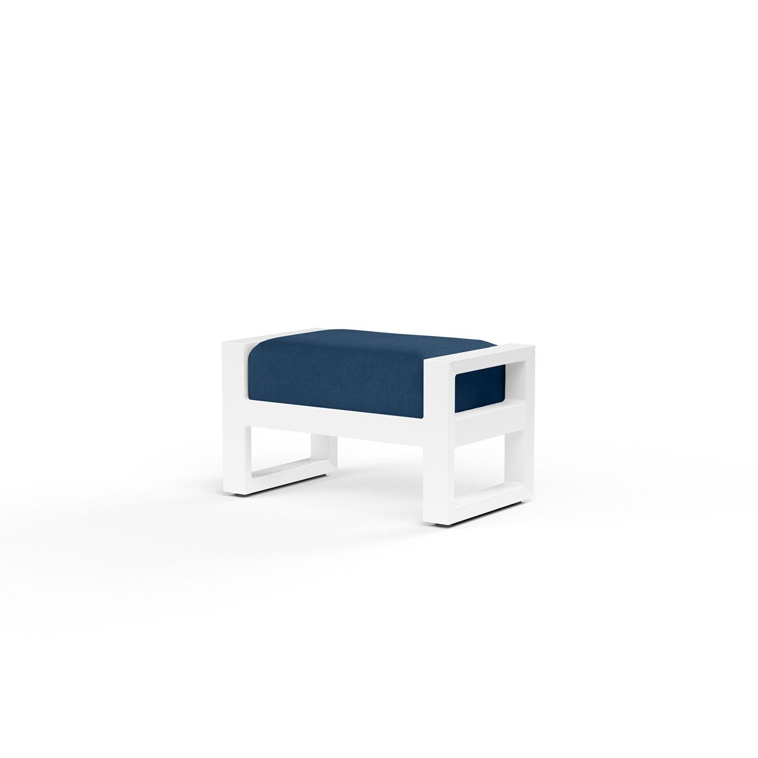 Newport 31 X 18 Rectangular Aluminum Patio Ottoman in Spectrum Indigo w/ No Welt by Sunset West - Display - White Background thumbnail