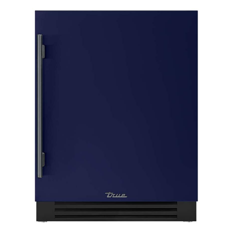 True TUWADA-24-RS-A~078-H05 ADA Height 24 Inch 40 Bottle Right Hinge Outdoor Wine Cabinet - Cobalt w/ Pewter Handle - White Background thumbnail
