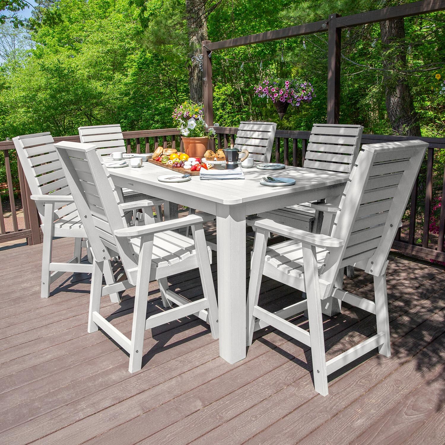 Lakeview Outdoor Designs Elm Pointe 7 Pc Recycled Plastic Counter Height Set Dining in White by - LV-ST7WL2CO5BA-WHE