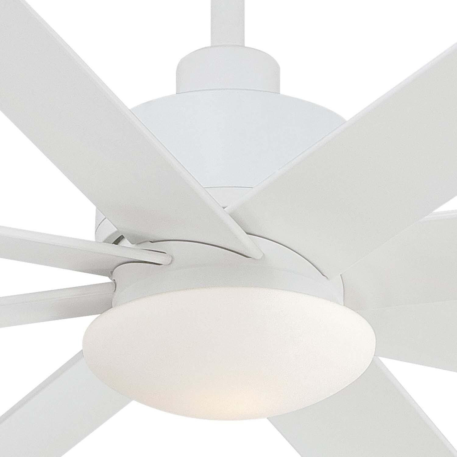 Minka-Aire F888L-WHF Slipstream 65-Inch 8-Blade LED Ceiling Fan in White Finish w/ Flat White Blades & Etched Opal Glass - Closeup thumbnail