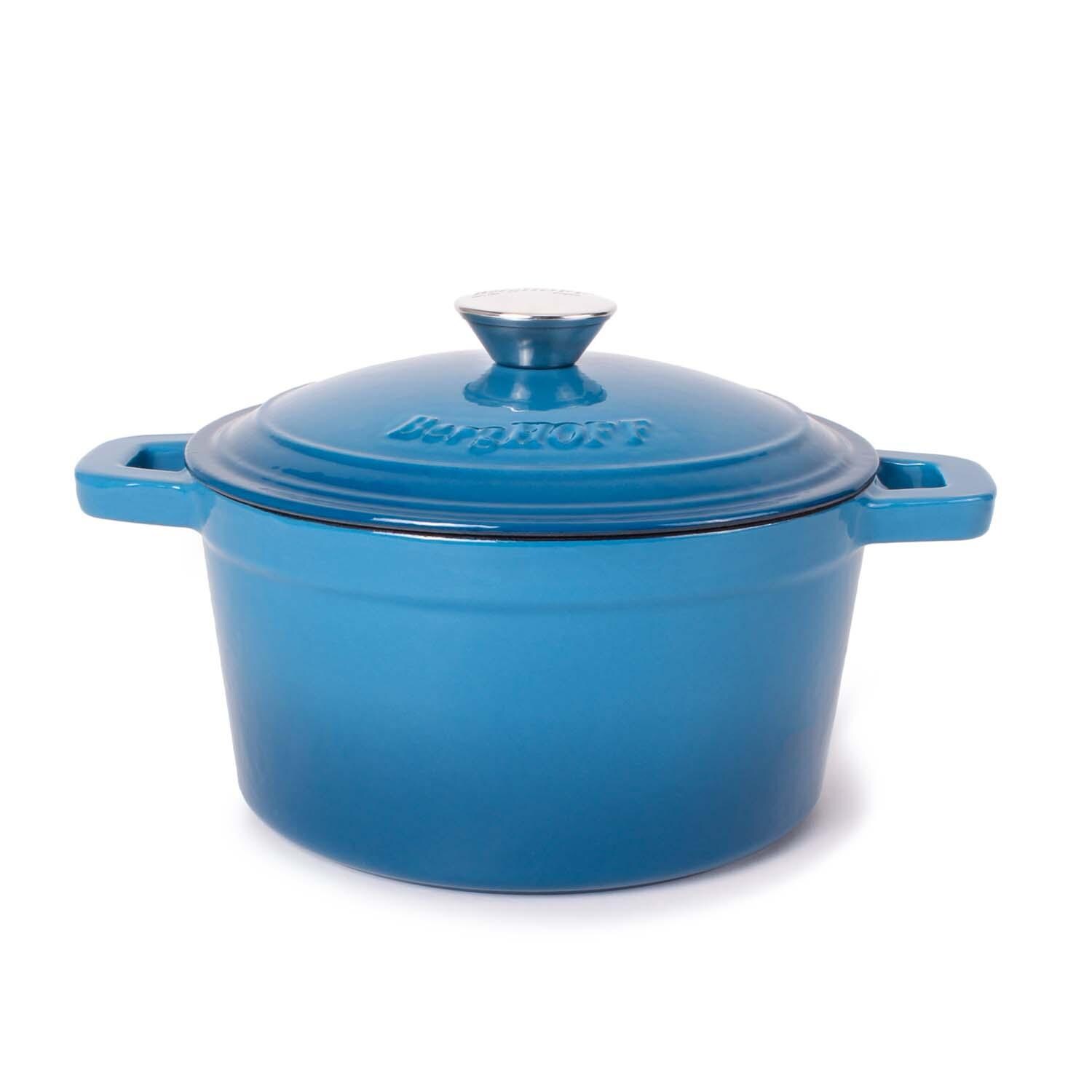 BergHOFF 8-in Neo Cast Iron 3 Qt. Round Dutch Oven w/ Lid - Blue