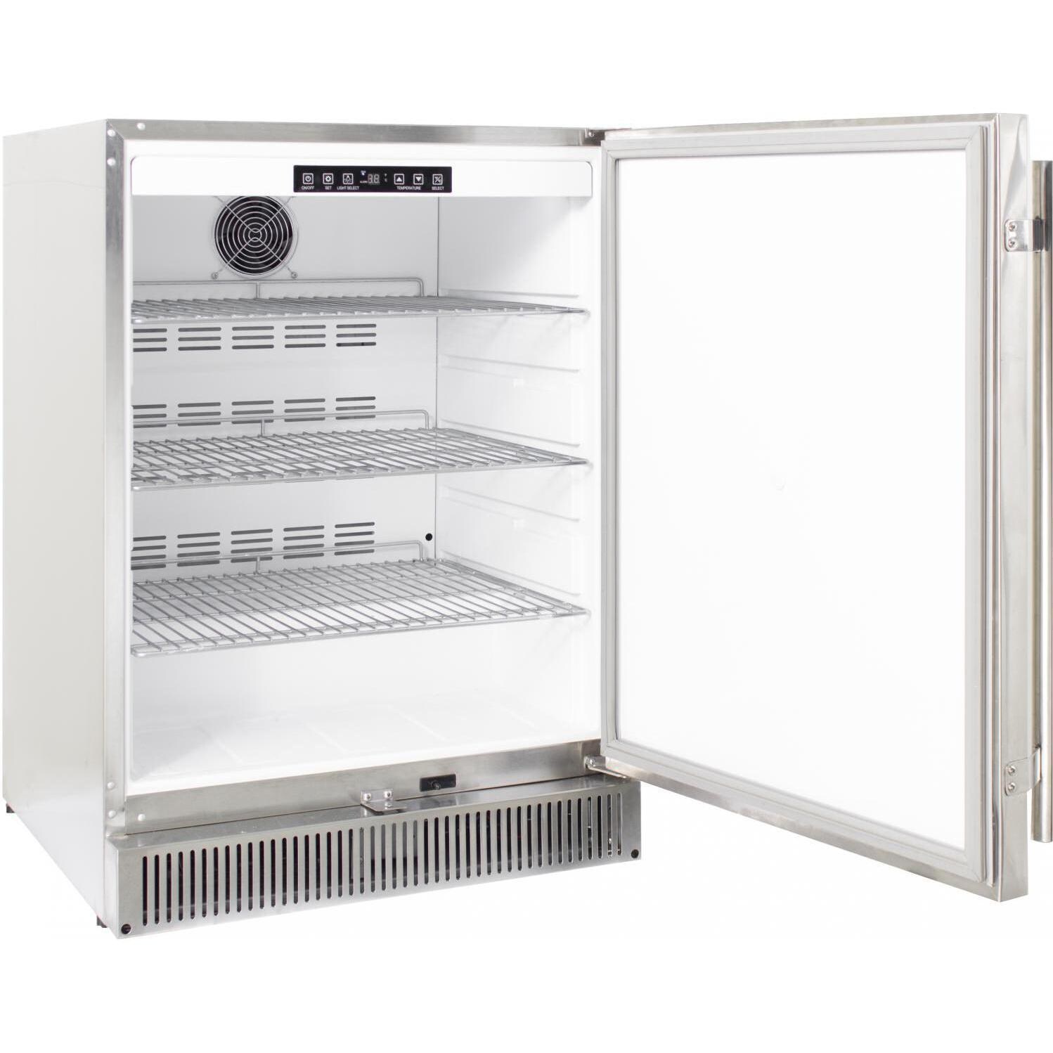 Blaze - BLZ-SSRF-50DH - 24-Inch Outdoor Stainless Steel Compact Refrigerator - Open Angled View thumbnail