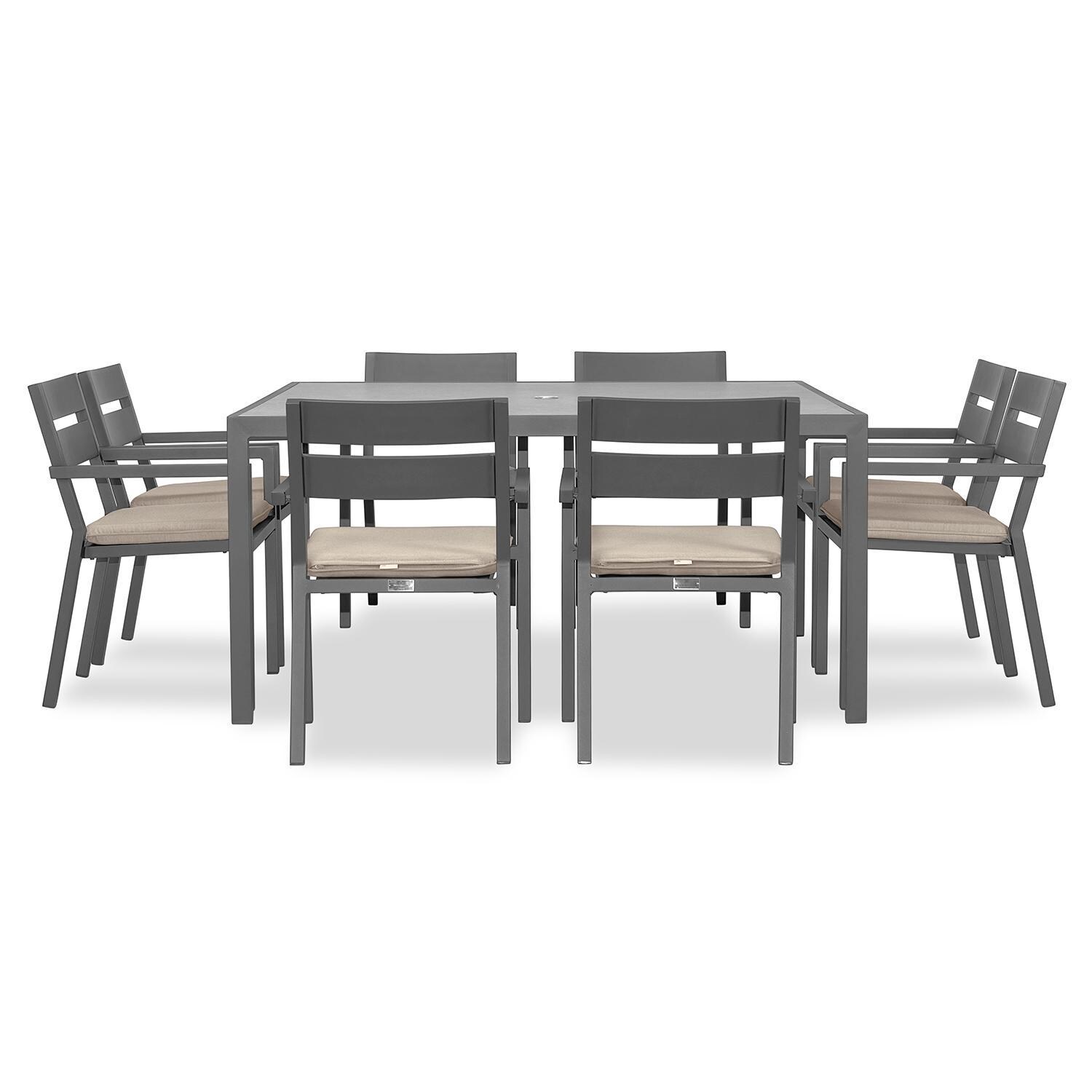 Calm Bay 9 Pc Square Dining Set in Slate/Canvas Flax by Lakeview - White Background 3 thumbnail