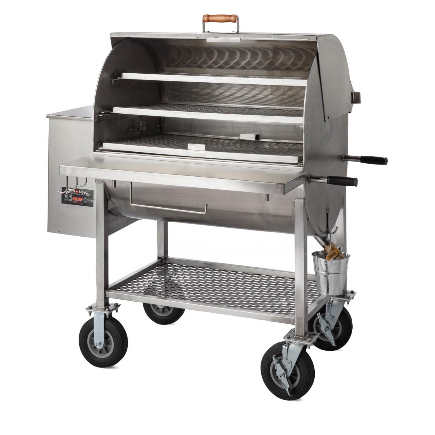 Pitts & Spitts P-MAV2000SS Maverick 2000 Pellet Grill - Stainless Steel - Open thumbnail
