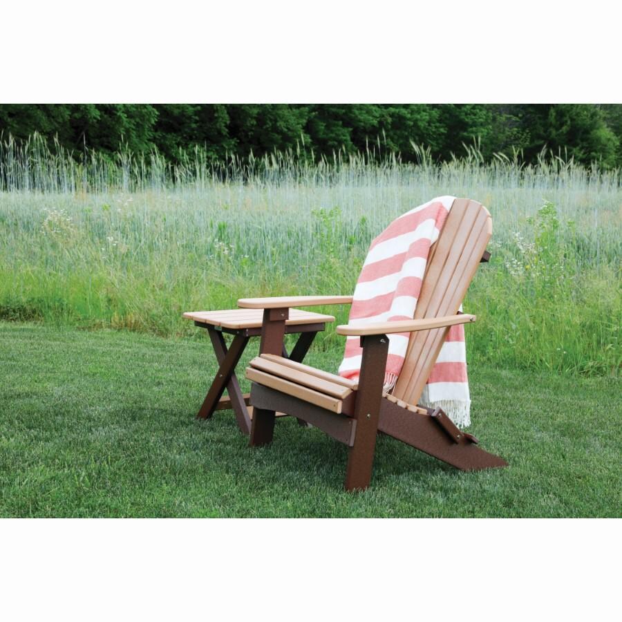 Berlin Gardens Comfo Back Folding Adirondack Chair - Smoke Gray - Shown From The Side in Chocolate Brown W/ Towel On It thumbnail