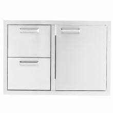 BBQGuys Sonoma Series 30-Inch Stainless Steel Right-Hinged Access Door & Double Drawer Combo image