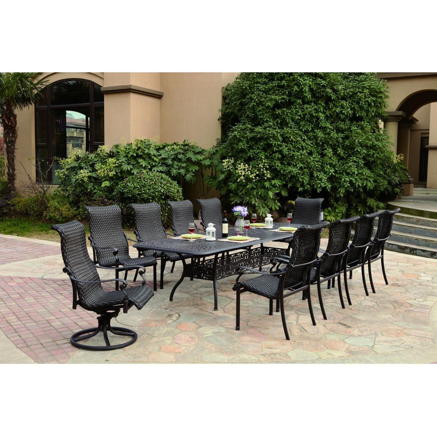 Darlee Victoria 10-Person Resin Wicker Patio Dining Set With Extension Table thumbnail