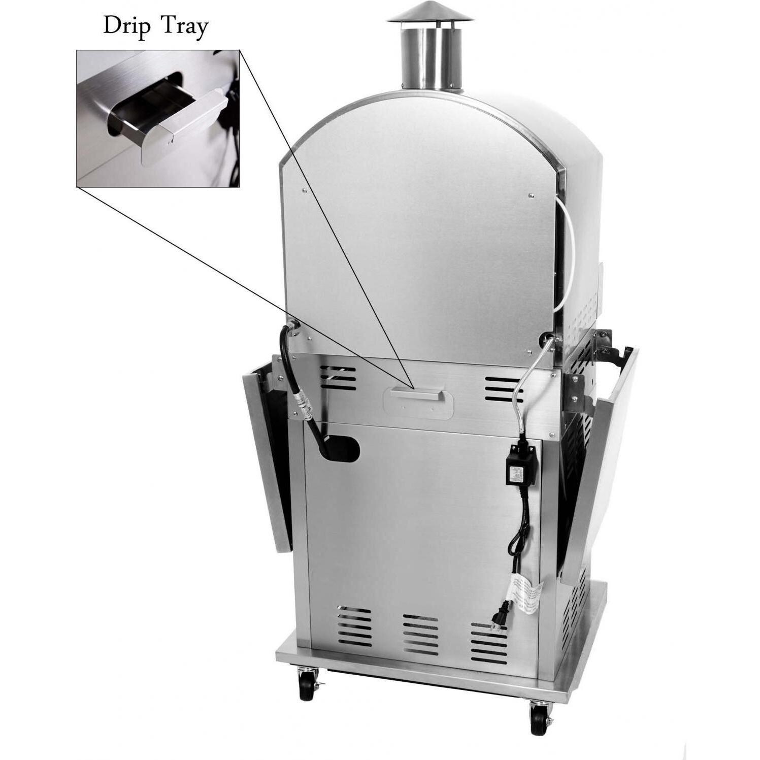 Pacific Living PL8430SS Natural Gas Stainless Steel Outdoor Pizza Oven On Cart - Back View thumbnail