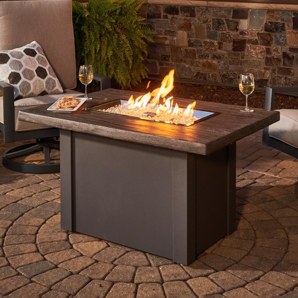 The Outdoor GreatRoom Company Havenwood HVDG-1224-K-NG 44-Inch Rectangular Natural Gas Fire Pit Table with Driftwood Everblend Top and 24-Inch Crystal Fire Burner - Ships As Propane With Conversion Fittings - Grey thumbnail