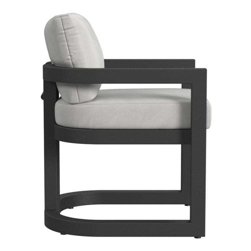 Malibu Aluminum Dining Arm Chair in Black/Soothe Pearl by Sunset West - Side - White Background thumbnail