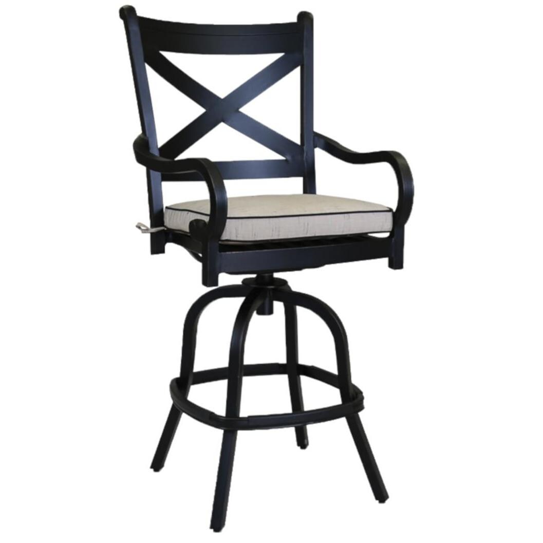 Monterey Cast Aluminum Patio Counter Height Bar Stool W/ Sunbrella Frequency Sand Cushion By Sunset West thumbnail