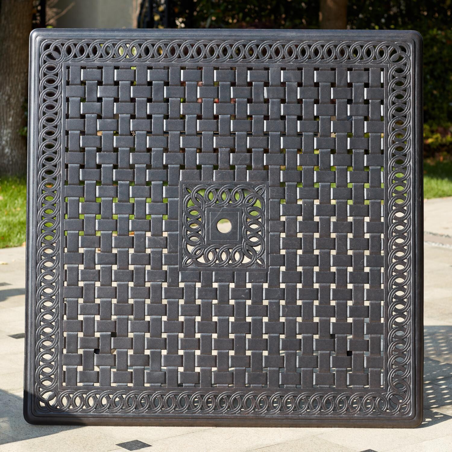 Darlee 201650-9PC-88WCH Madison Cast Aluminum 60 Inch Square Counter Height Dining Table - Top Detail thumbnail