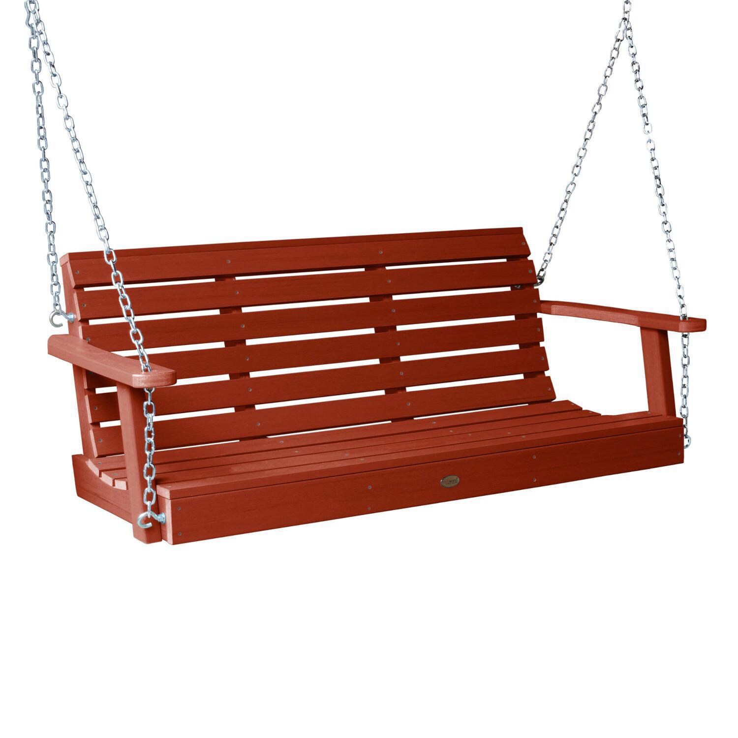 Lakeview Elm Pointe 5-Foot Porch Swing - Rustic Red - Angled View thumbnail