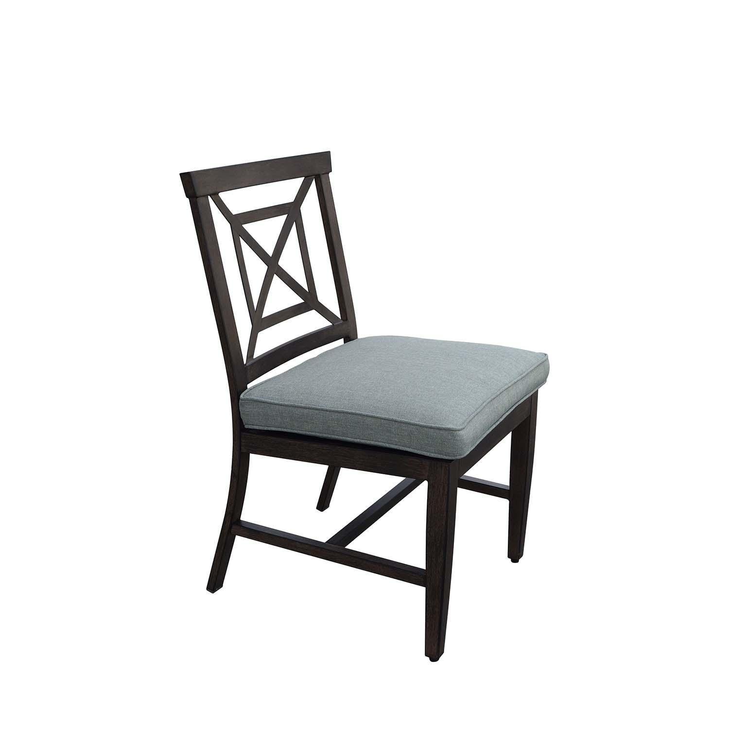 Atlantis 13 Pc Aluminum Dining Set w/ 118 Inch Table, Swivel Rockers, and Spa Cushions in Walnut By Darlee - Angled View Chair - White Background thumbnail