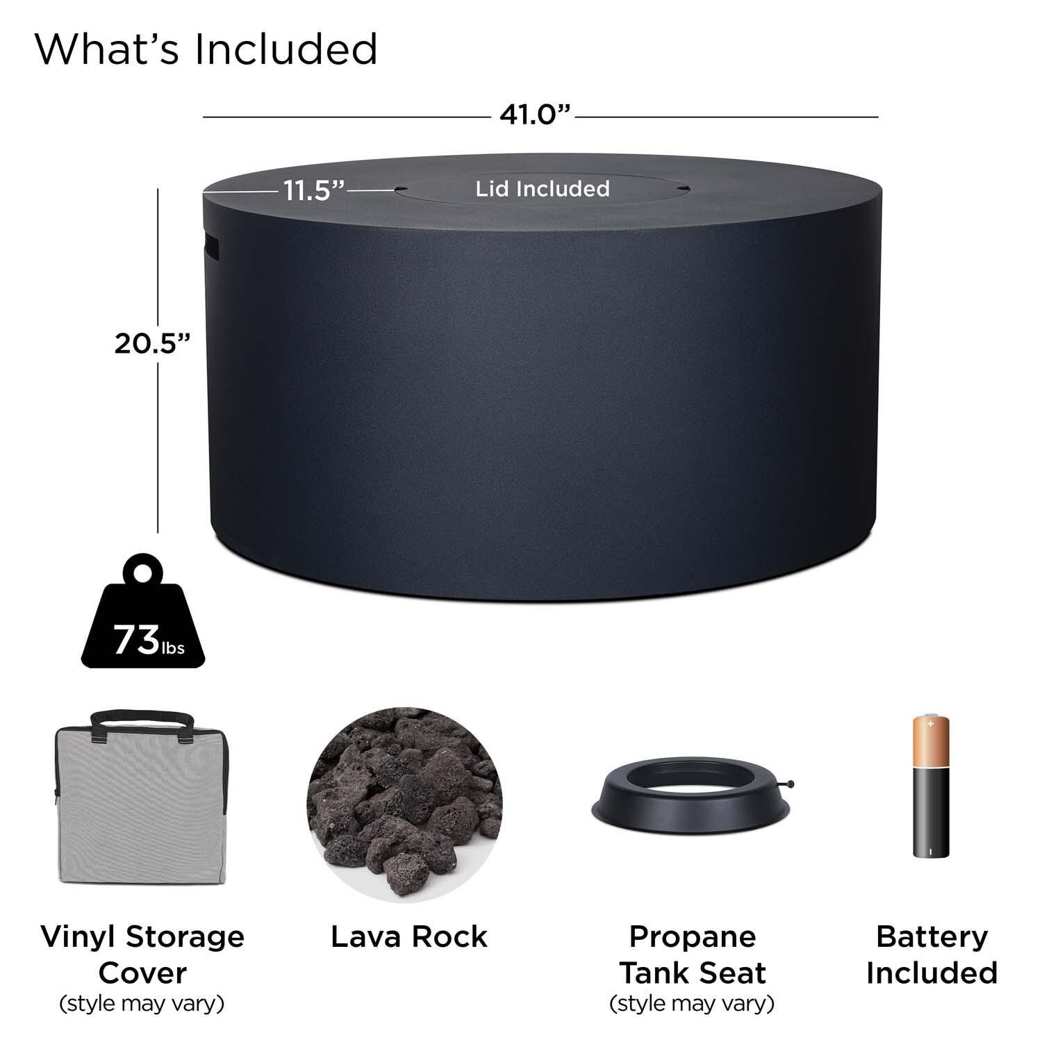 Covewood 41 Inch Round Aluminum Propane Fire Pit Table in Black by BBQGuys Signature - Included thumbnail