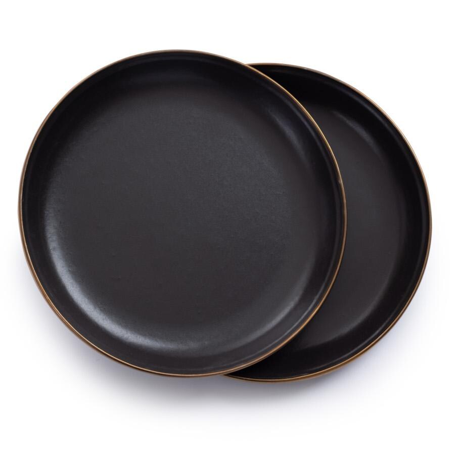 Barebones Living BND-1341 Enamel Dining Set - 16pc - Charcoal - Saucers thumbnail