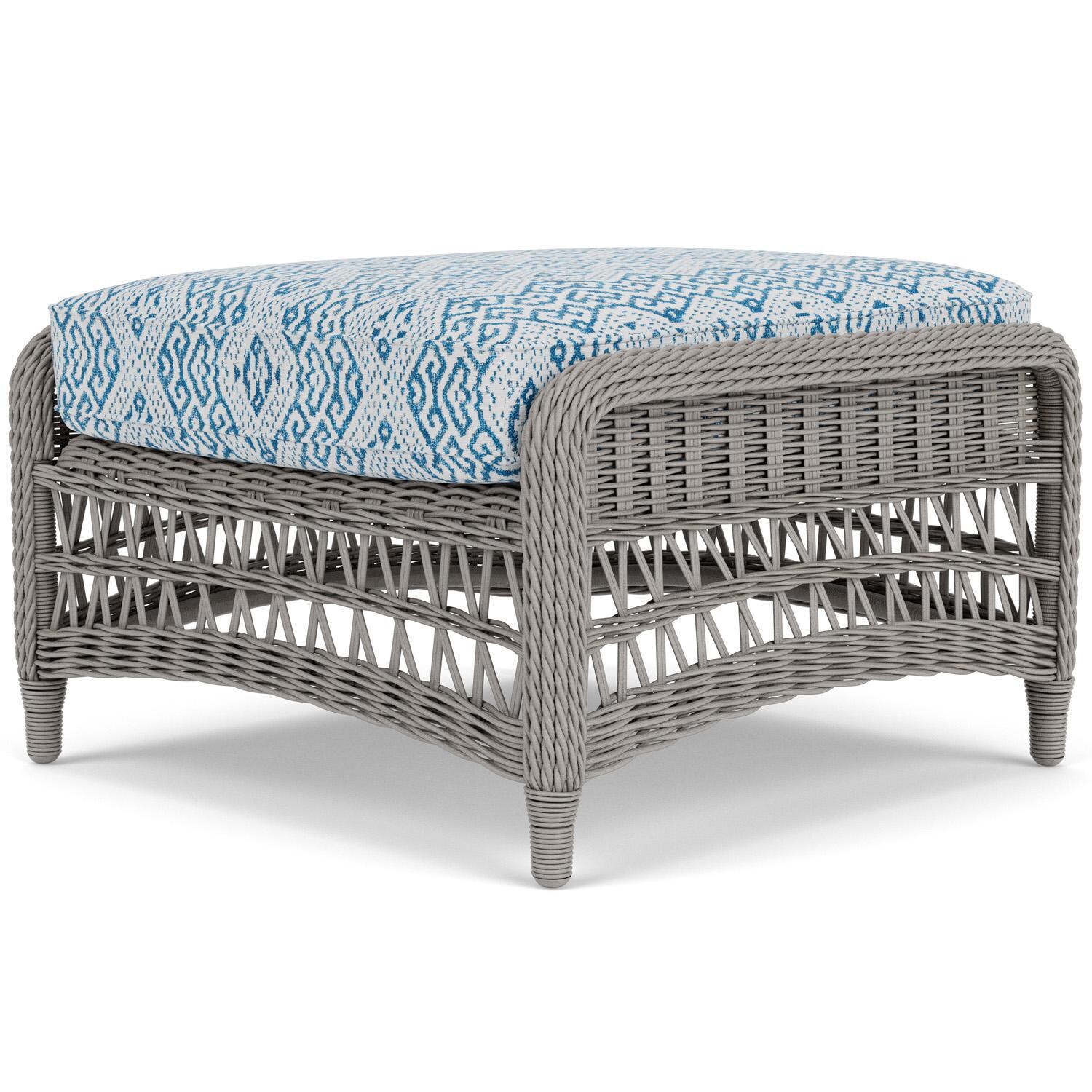 Lloyd Flanders Mackinac Ottoman in Putty Finish with Aman Capri Fabric - Rear Right thumbnail