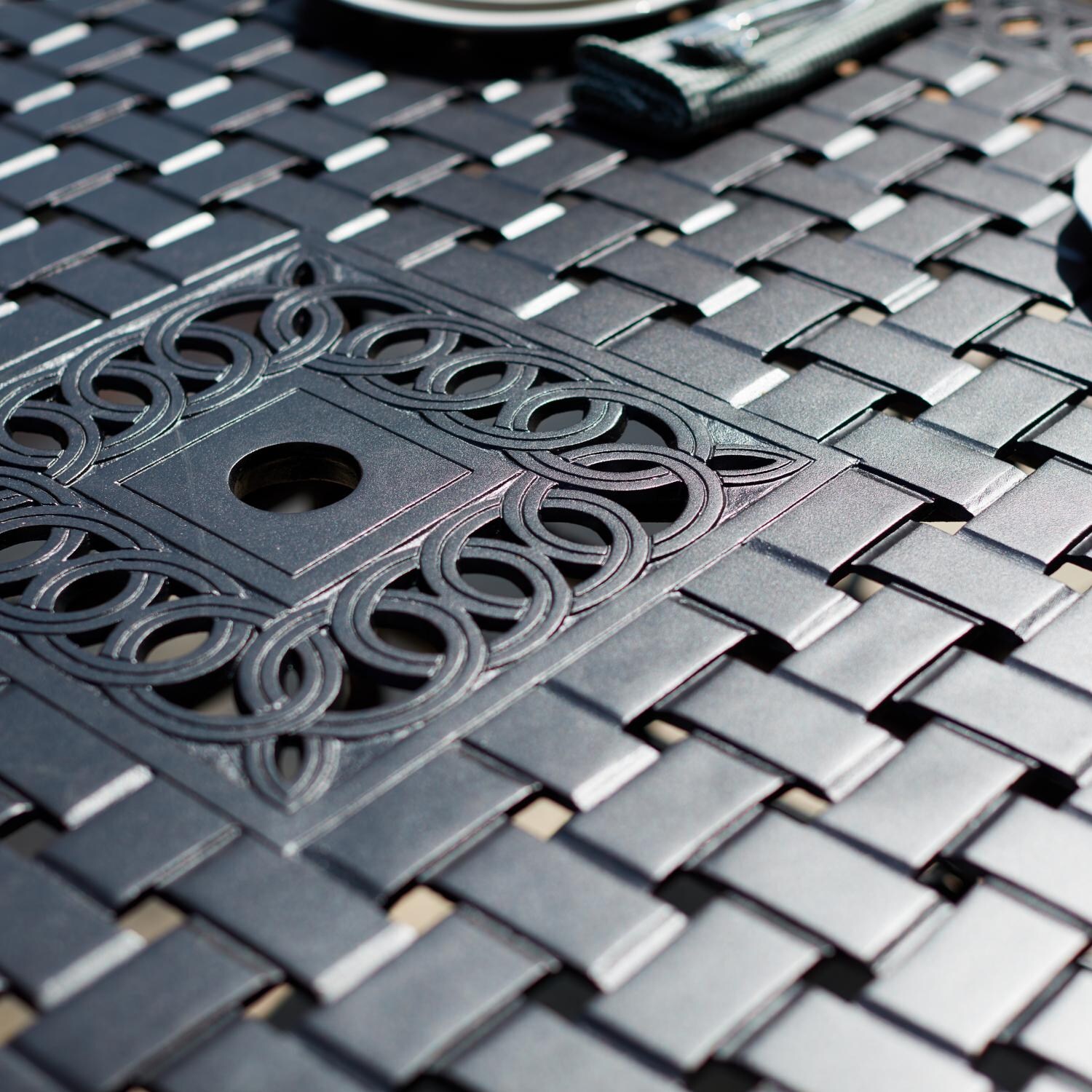 Darlee 201030-9PC-88WCH Sedona 9 Piece Cast Aluminum Patio Bar Set W/ 60 Inch Square Counter Height & Sesame Cushions - Table Detail thumbnail