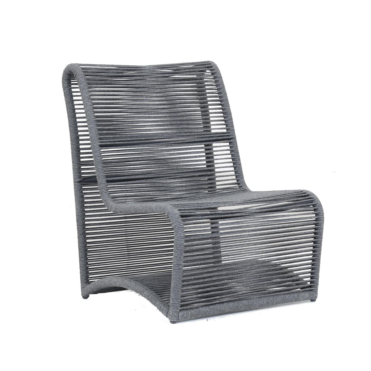 Milano Aluminum And Woven Rope Patio Armless Club Chair By Sunset West thumbnail