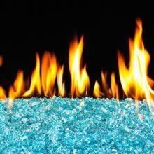 Peterson Real Fyre 30-Inch Azuria Indoor/Outdoor See-Thru Fire Glass Set With Vented Natural Gas Stainless G45 Burner - Match Light