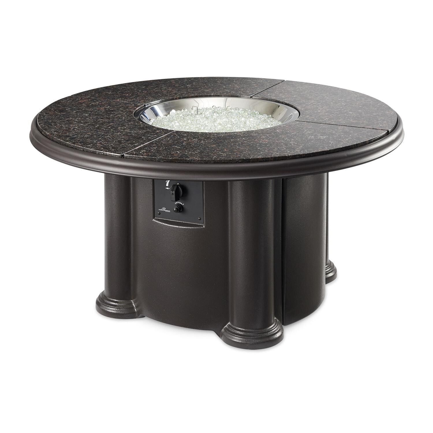 The Outdoor GreatRoom Company Grand Colonial Round Chat Height Gas Fire Pit Table - British Brown - No Flame thumbnail