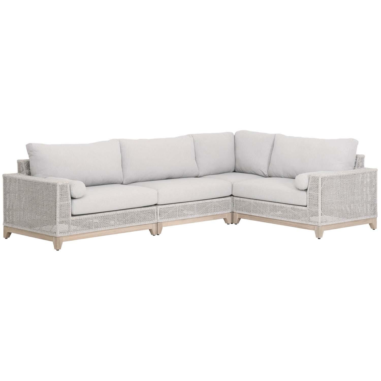 Lakeview Ranch Pointe Woven Rope Corner Modular Sofa in Taupe & White - Shown W/Sectional thumbnail