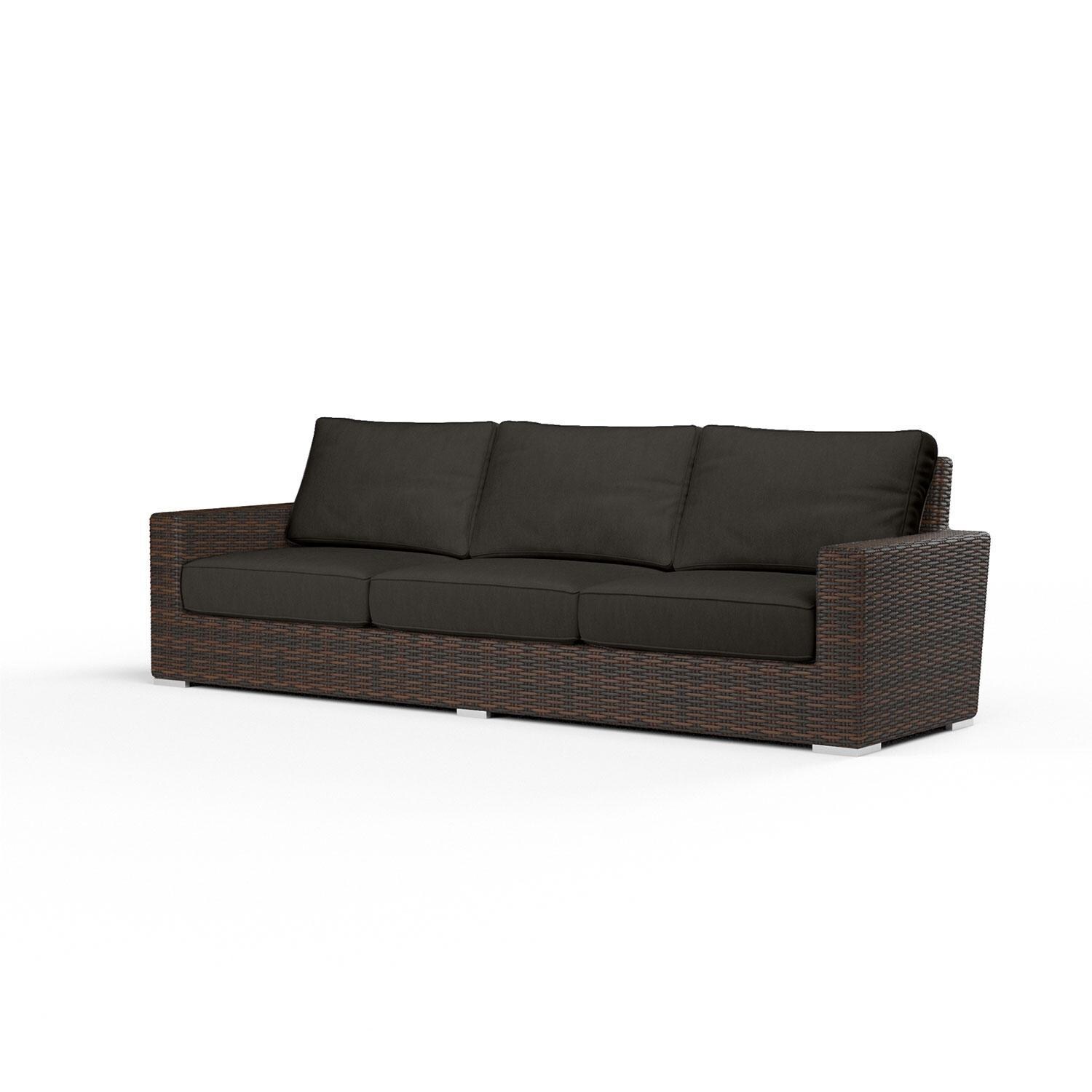 Montecito Wicker Patio Sofa in Spectrum Carbon w/ Self Welt By Sunset West