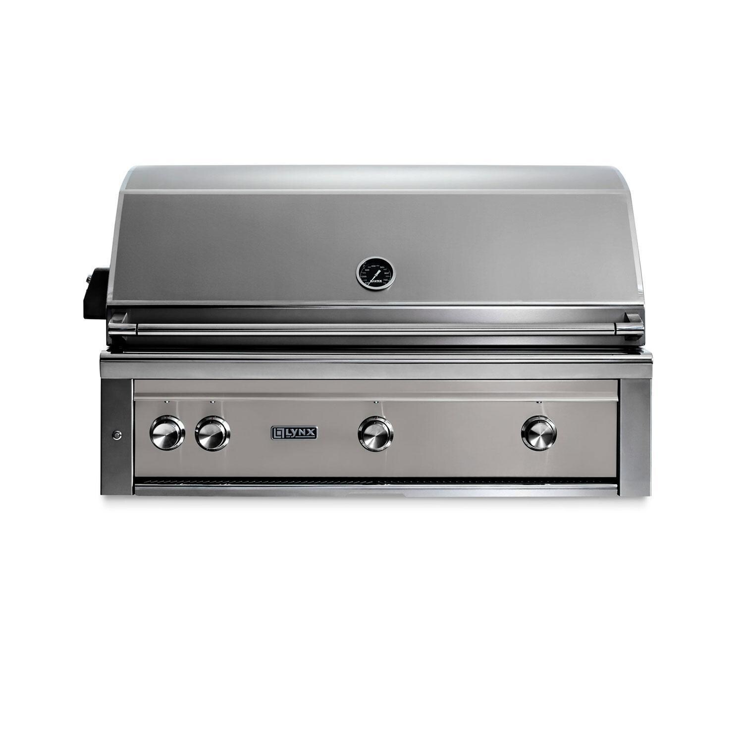 Lynx L42TR-LSNG Professional 42 Inch Built-In Natural Gas Grill w/ One Infrared Trident Burner & Rotisserie in Limestone - Display - White Background thumbnail