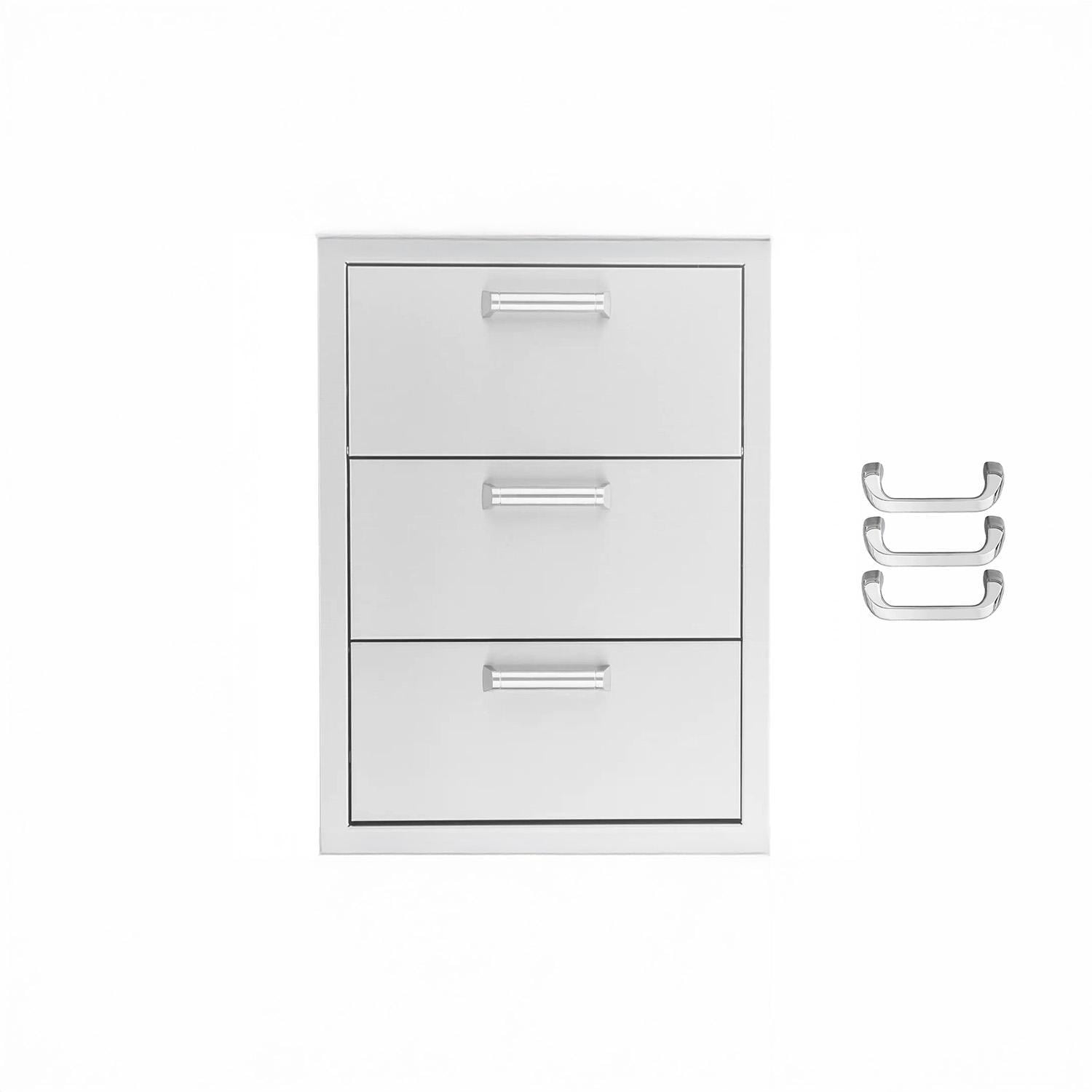 BBQGuys Signature 16-in Stainless Steel Double Access Drawer w/ Paper Towel Dispenser - Included Handles - White Background thumbnail