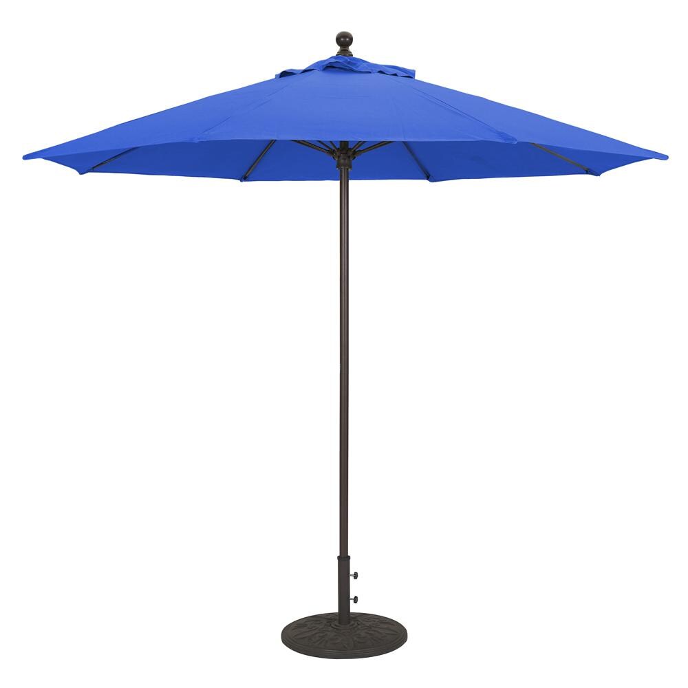 Galtech 9 Ft. Bar Height Octagonal Aluminum Patio Market Umbrella W/ Push Lift - Black Frame W/ Sunbrella Canvas True Blue Canopy