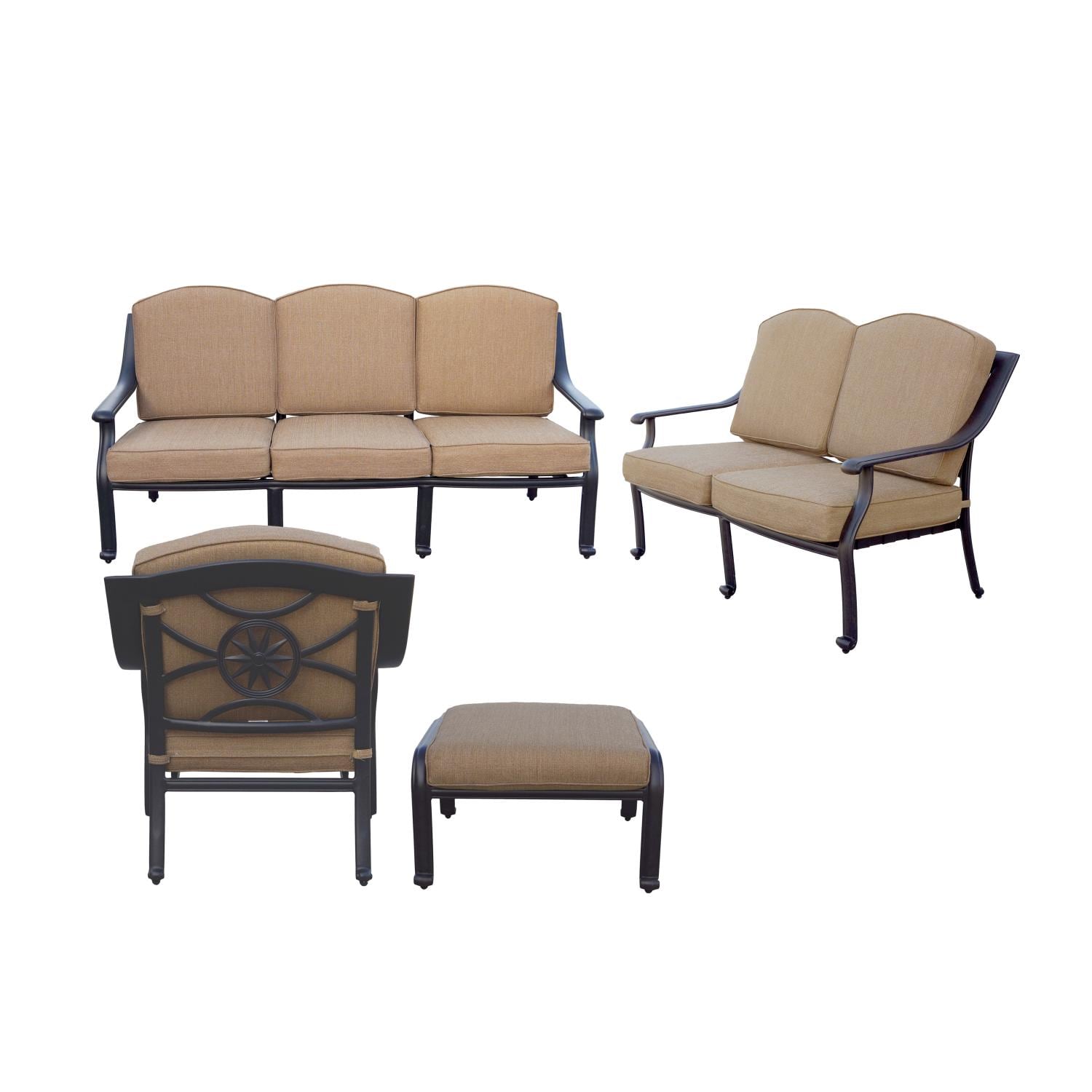 Ten Star 4 Pc Cast Aluminum Seating Set in Antique Bronze/Sesame by Darlee