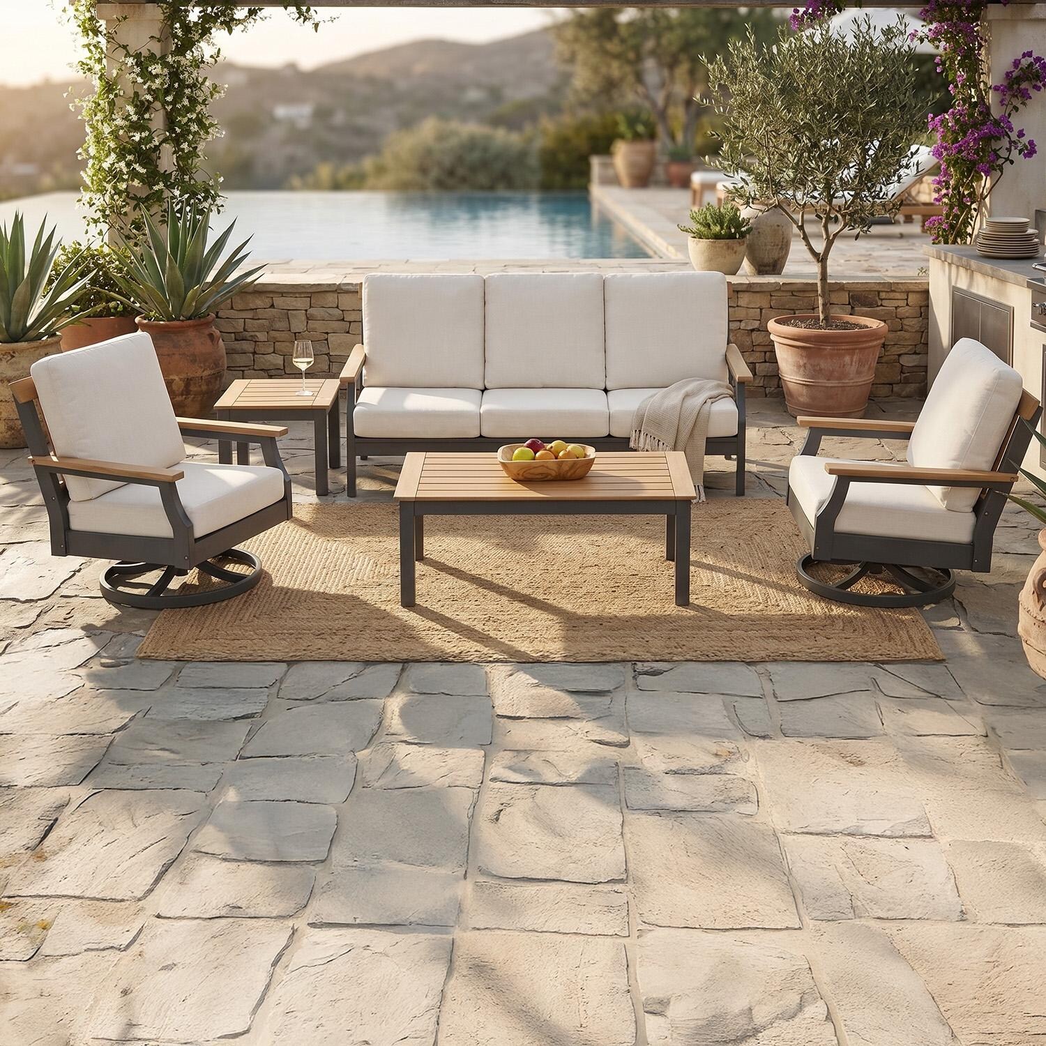 Sabine Landing 5 Pc Set Polyresin Seating Set By Lakeview Outdoor Designs - Lifestyle thumbnail