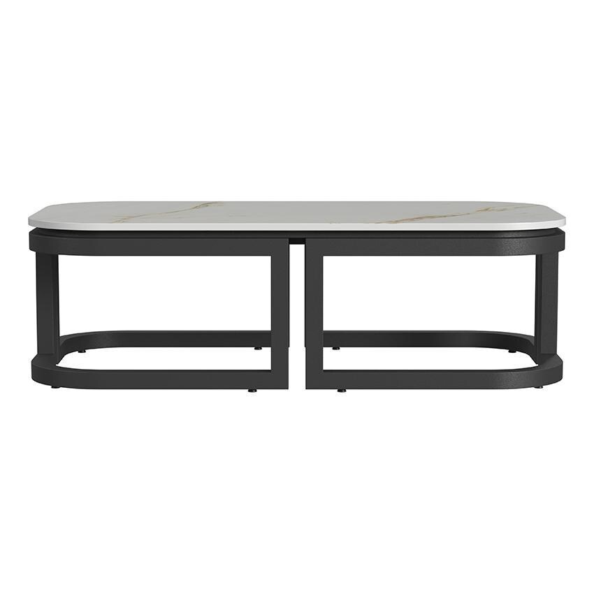 Malibu 60 Inch Black Aluminum Coffee Table by Sunset West - Front - White Background thumbnail