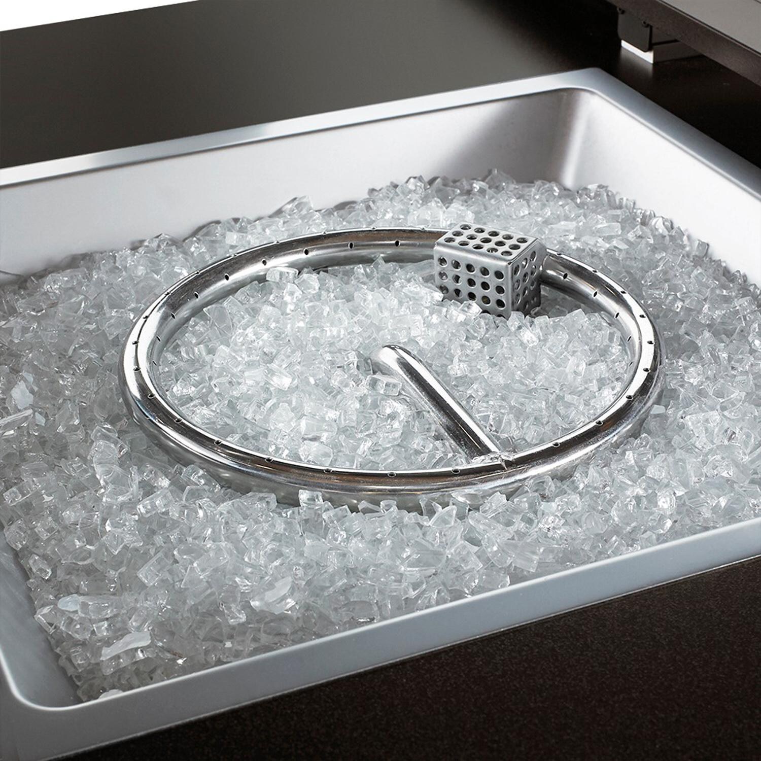 Plank and Hide 42 inch Functional Modern Square Aluminum Fire Pit in Brown - 90006-BRO-1-BRO-3 - Burner with Fire Glass thumbnail